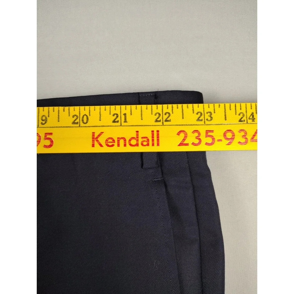 Zanella Devan 100% Wool Dress Pants Mens 46x28.5 Navy Made Italy Cuffed Office